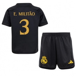 Real Madrid Eder Militao #3 3rd trikot Kinder 2023-24 Kurzarm (+ kurze hosen)