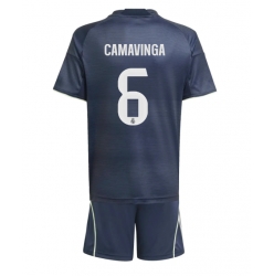 Real Madrid Eduardo Camavinga #6 Auswärtstrikot Kinder 2025-26 Kurzarm (+ kurze hosen)