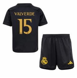 Real Madrid Federico Valverde #15 3rd trikot Kinder 2023-24 Kurzarm (+ kurze hosen)