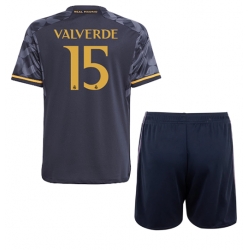 Real Madrid Federico Valverde #15 Auswärtstrikot Kinder 2023-24 Kurzarm (+ kurze hosen)