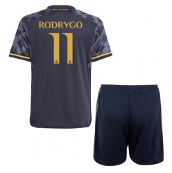 Real Madrid Rodrygo Goes #11 Auswärtstrikot Kinder 2023-24 Kurzarm (+ kurze hosen)