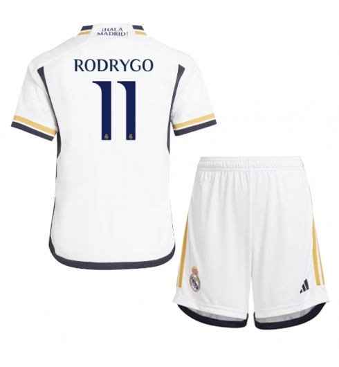 Real Madrid Rodrygo Goes #11 Heimtrikot Kinder 2023-24 Kurzarm (+ kurze hosen)