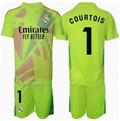 Real Madrid Thibaut Courtois #1 Torwart 3rd trikot Kinder 2024-25 Kurzarm (+ kurze hosen)