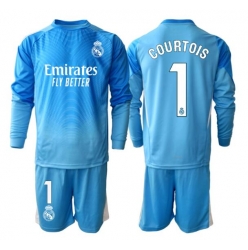 Real Madrid Thibaut Courtois #1 Torwart Heimtrikot Kinder 2025-26 Langarm (+ kurze hosen)