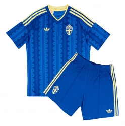 Schweden Auswärtstrikot Kinder WM 2026 Kurzarm (+ kurze hosen)