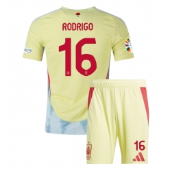 Spanien Rodri Hernandez #16 Auswärtstrikot Kinder EM 2024 Kurzarm (+ kurze hosen)