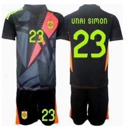 Spanien Unai Simon #23 Torwart Auswärtstrikot Kinder EM 2024 Kurzarm (+ kurze hosen)