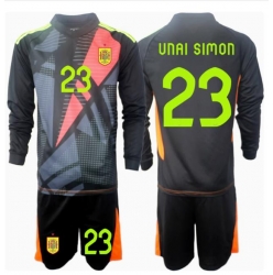 Spanien Unai Simon #23 Torwart Auswärtstrikot Kinder EM 2024 Langarm (+ kurze hosen)