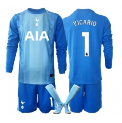 Tottenham Hotspur Guglielmo Vicario #1 Torwart Auswärtstrikot Kinder 2025-26 Langarm (+ kurze hosen)